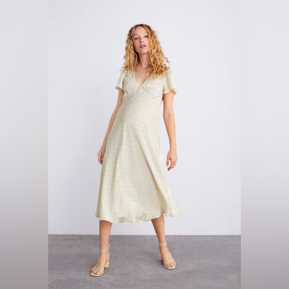 NWT ZARA Polka Dot Satin Dress - Picture 3 of 12